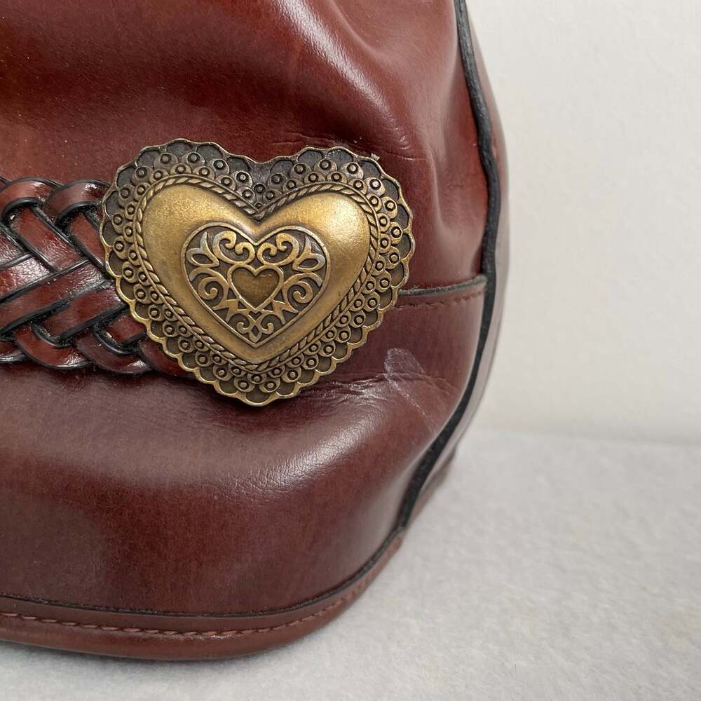 Vintage Faux Leather Bucket Bag Drawstring Purse Brown Western Boho Crossbody - Picture 15 of 16